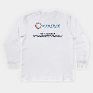 Aperture Test Subject Replenishment Program (For Kids!) Kids Long Sleeve T-Shirt